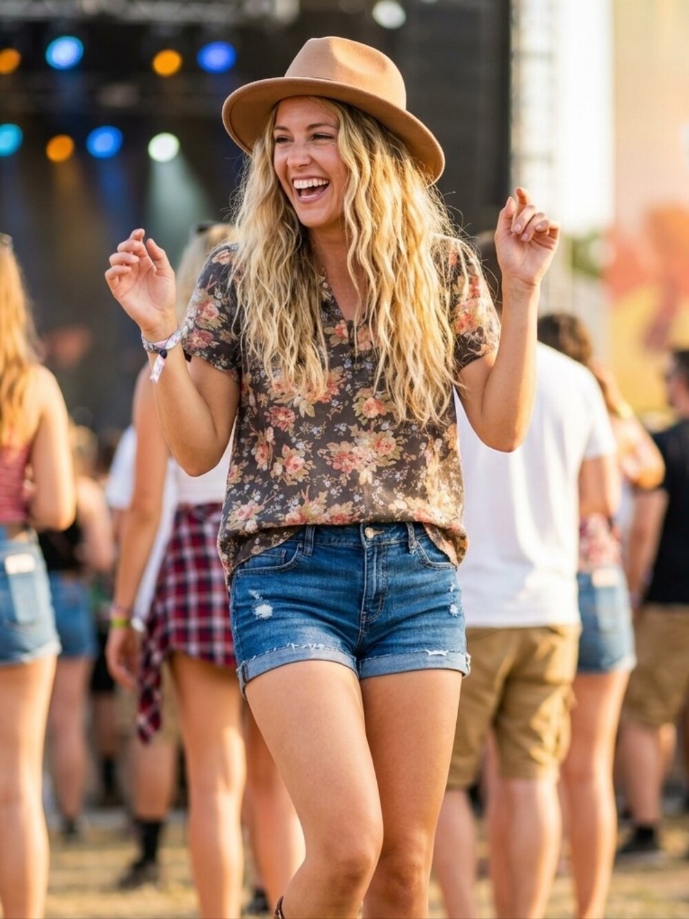 Anthropologie Light Brown Floral Blouse